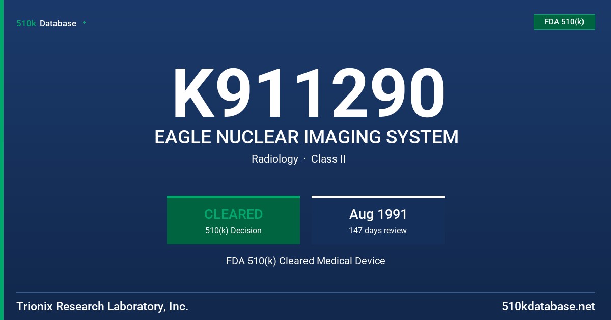K911290 EAGLE NUCLEAR IMAGING SYSTEM FDA 510(k) Cleared Medical Device