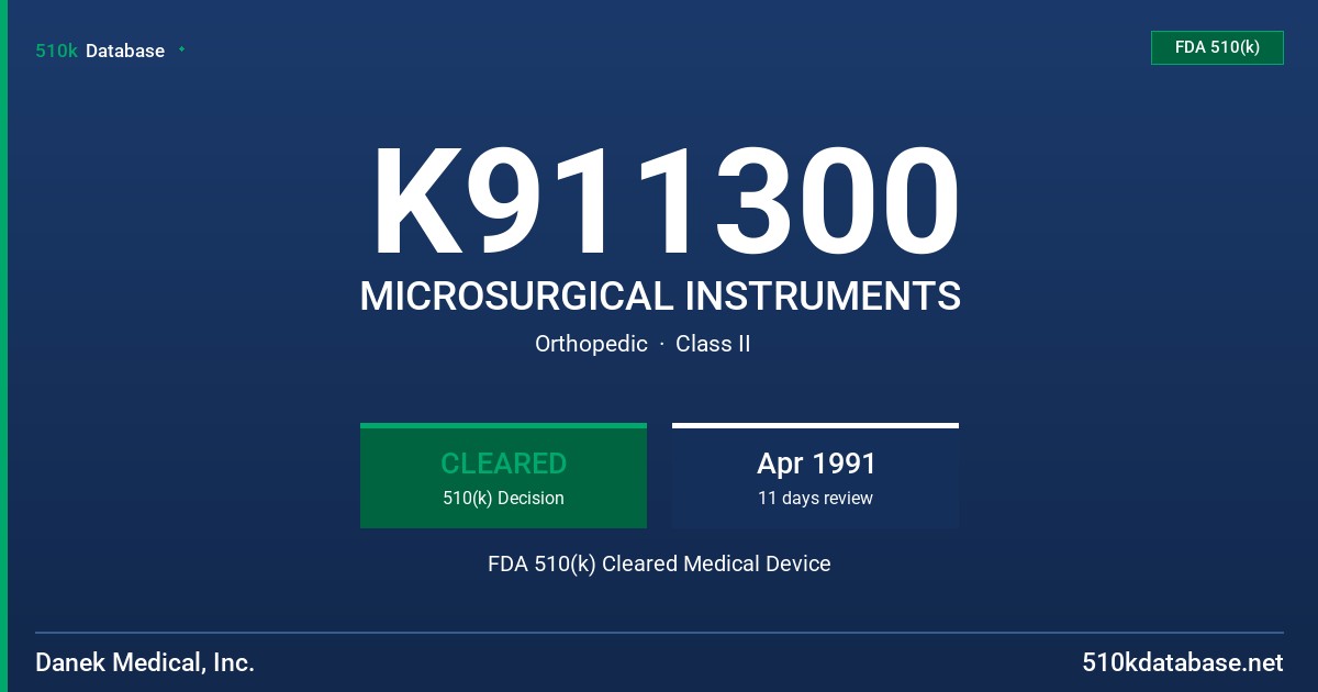 K911300 MICROSURGICAL INSTRUMENTS FDA 510(k) Cleared Medical Device