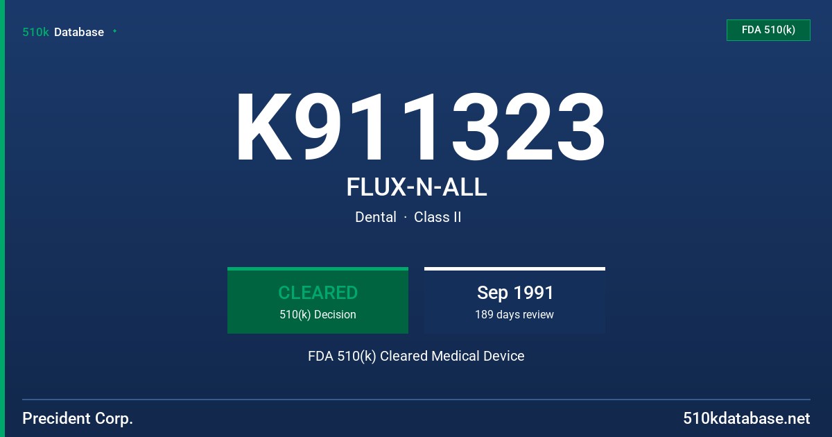 K911323 FLUX-N-ALL FDA 510(k) Cleared Medical Device