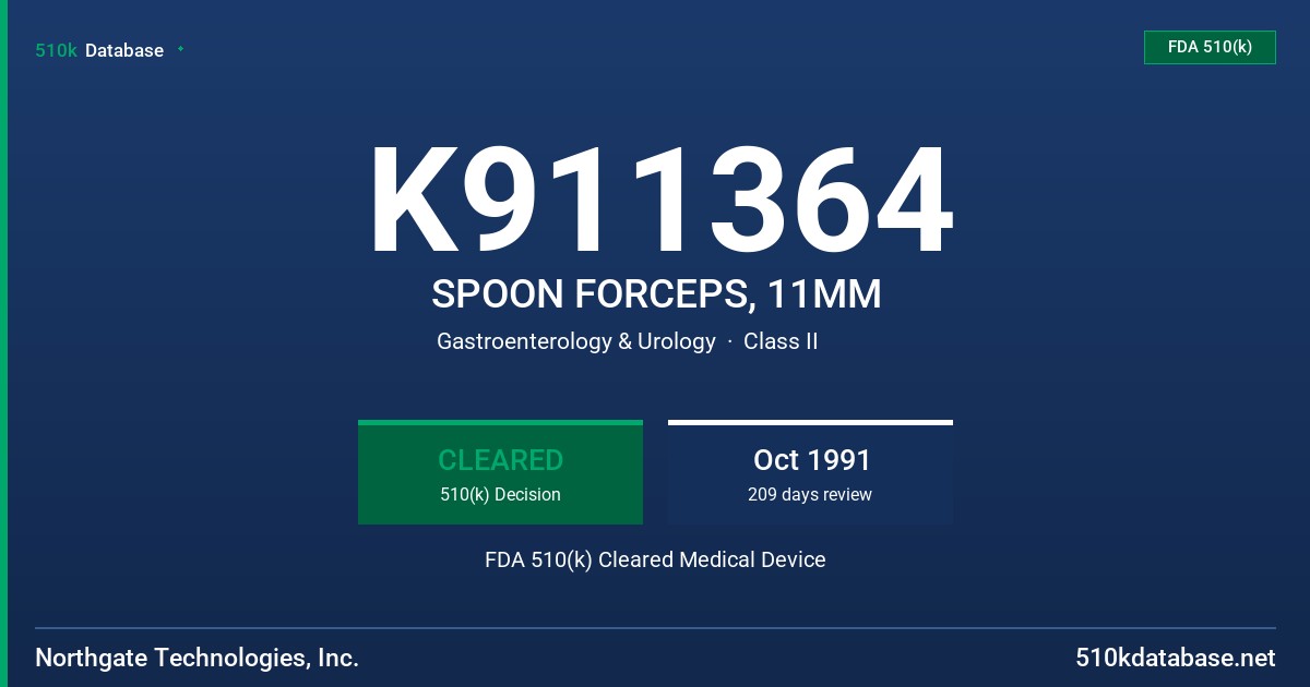 K911364 SPOON FORCEPS, 11MM FDA 510(k) Cleared Medical Device