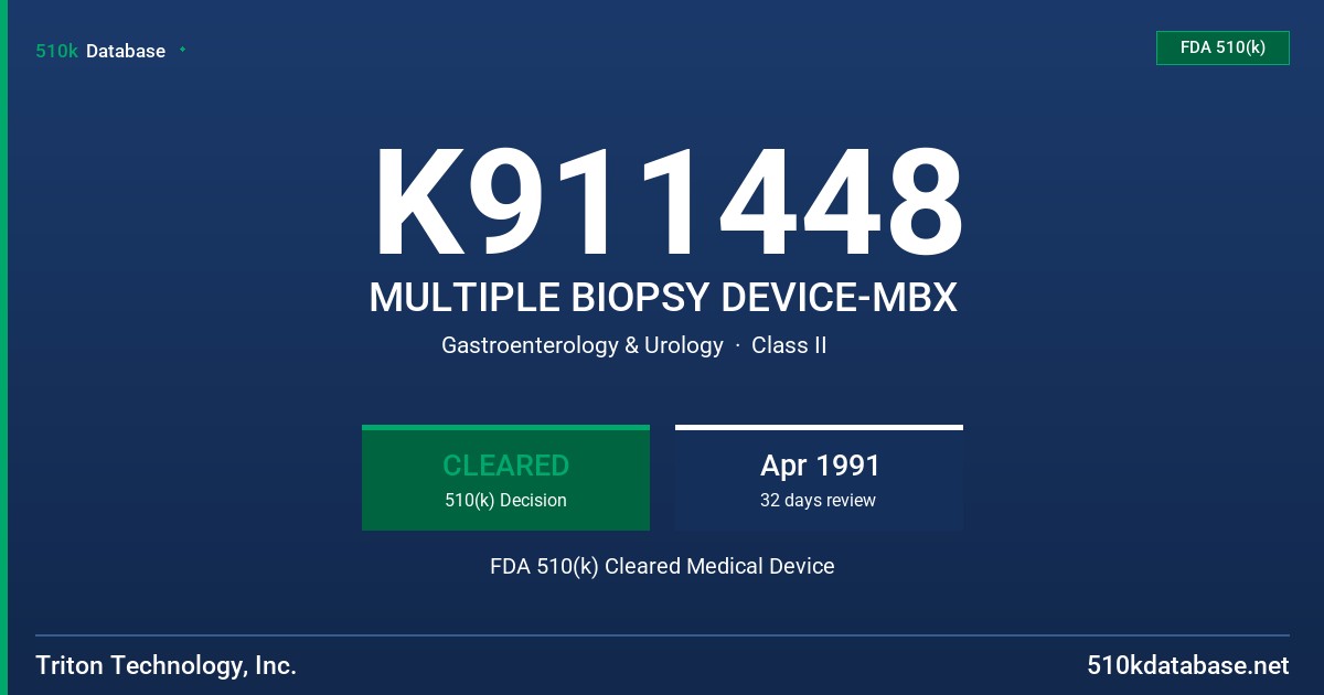 K911448 MULTIPLE BIOPSY DEVICE-MBX FDA 510(k) Cleared Medical Device
