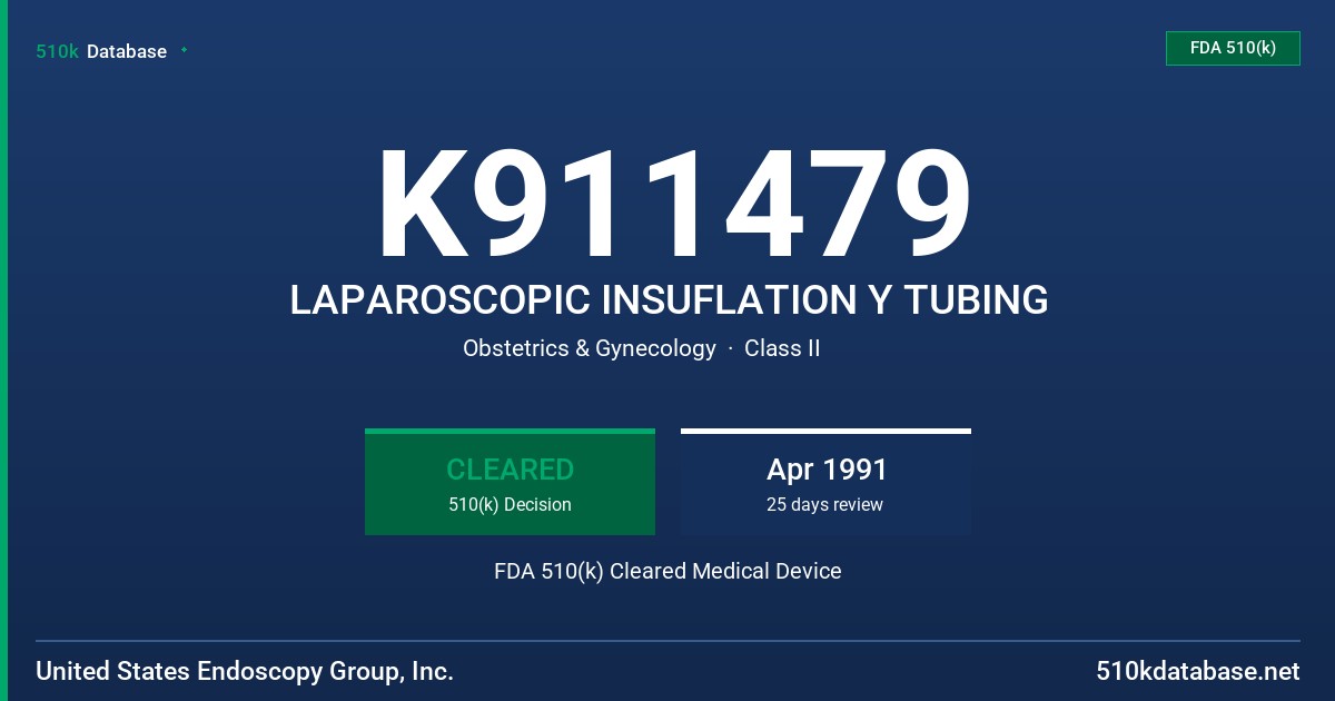 K911479 LAPAROSCOPIC INSUFLATION Y TUBING FDA 510(k) Cleared Medical Device