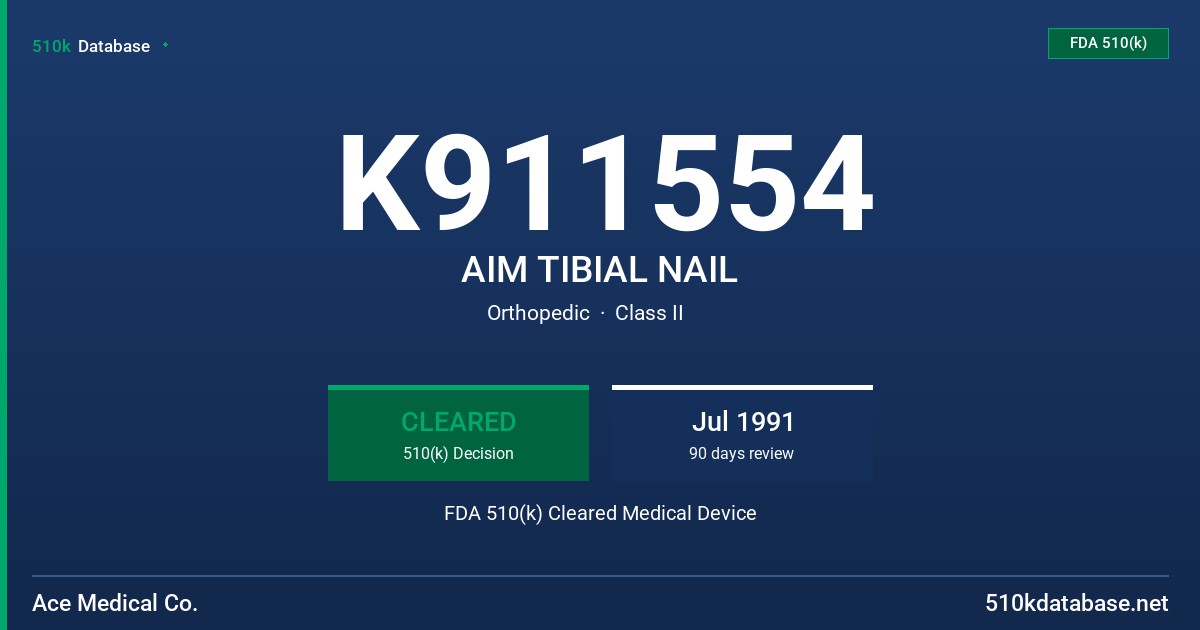 K911554 AIM TIBIAL NAIL FDA 510(k) Cleared Medical Device