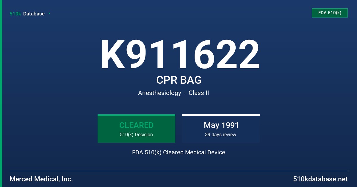 K911622 CPR BAG FDA 510(k) Cleared Medical Device