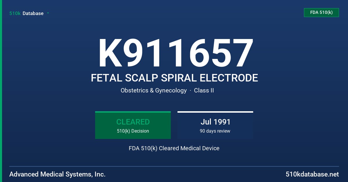 K911657 FETAL SCALP SPIRAL ELECTRODE FDA 510(k) Cleared Medical Device