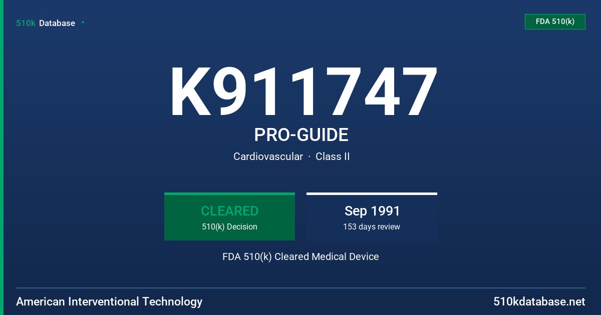 K911747 PRO-GUIDE FDA 510(k) Cleared Medical Device