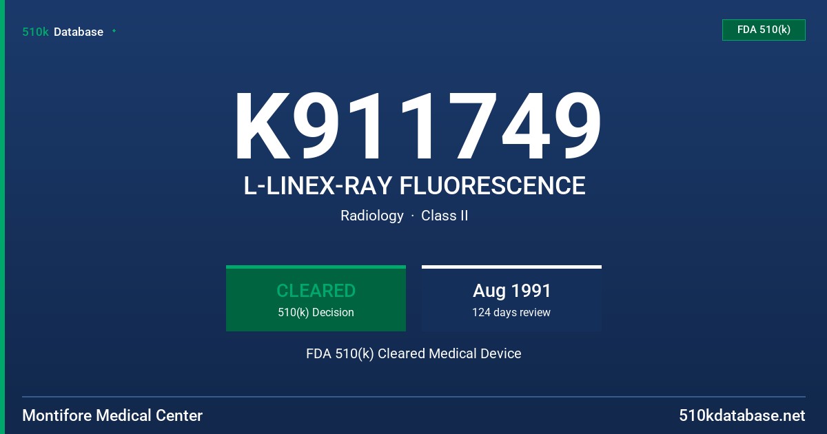 K911749 L-LINEX-RAY FLUORESCENCE FDA 510(k) Cleared Medical Device