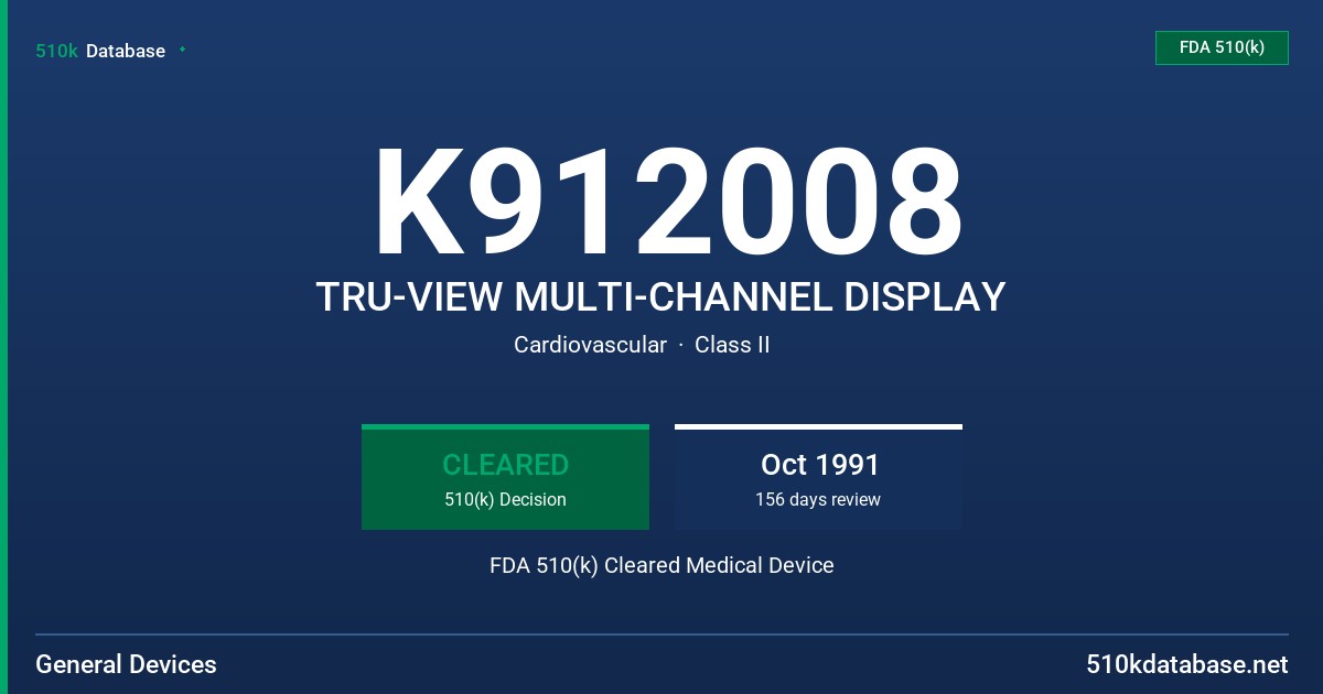 K912008 TRU-VIEW MULTI-CHANNEL DISPLAY FDA 510(k) Cleared Medical Device