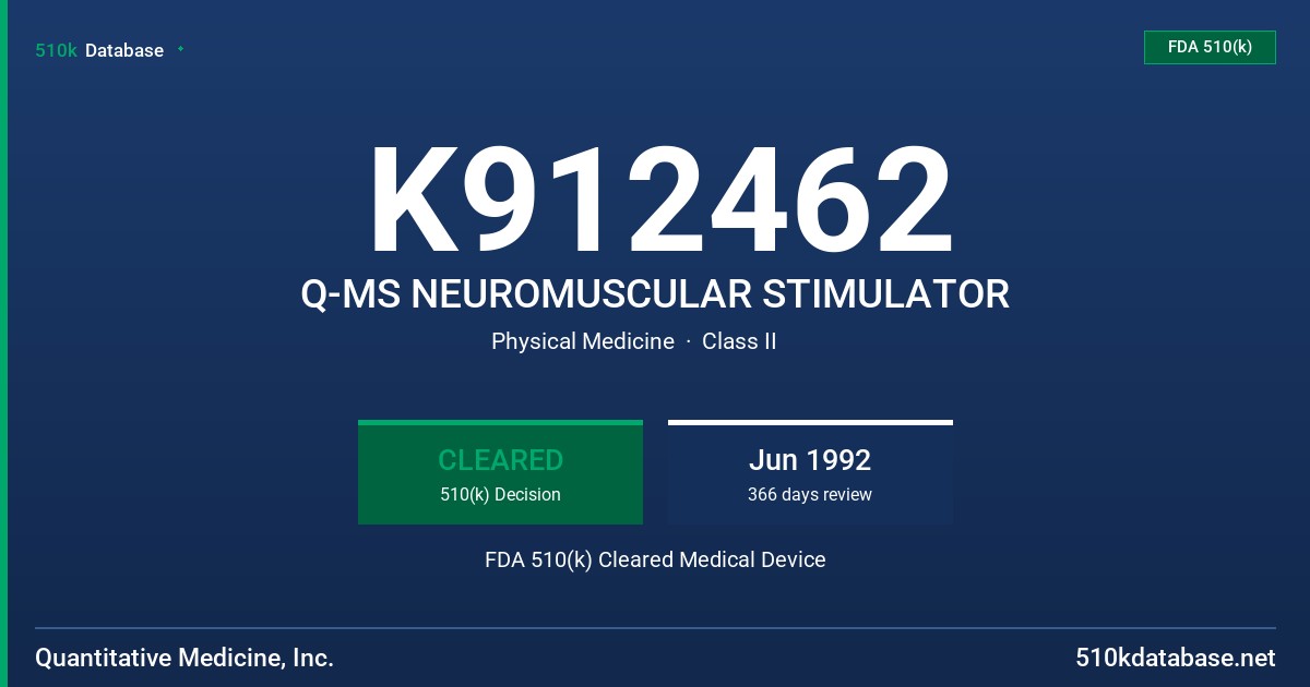 K912462 Q-MS NEUROMUSCULAR STIMULATOR FDA 510(k) Cleared Medical Device