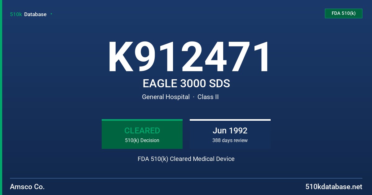K912471 EAGLE 3000 SDS FDA 510(k) Cleared Medical Device