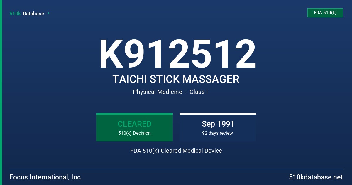 K912512 TAICHI STICK MASSAGER FDA 510(k) Cleared Medical Device