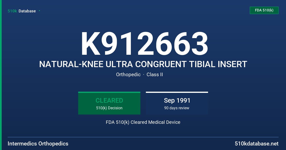 K912663 NATURAL-KNEE ULTRA CONGRUENT TIBIAL INSERT FDA 510(k) Cleared Medical Device