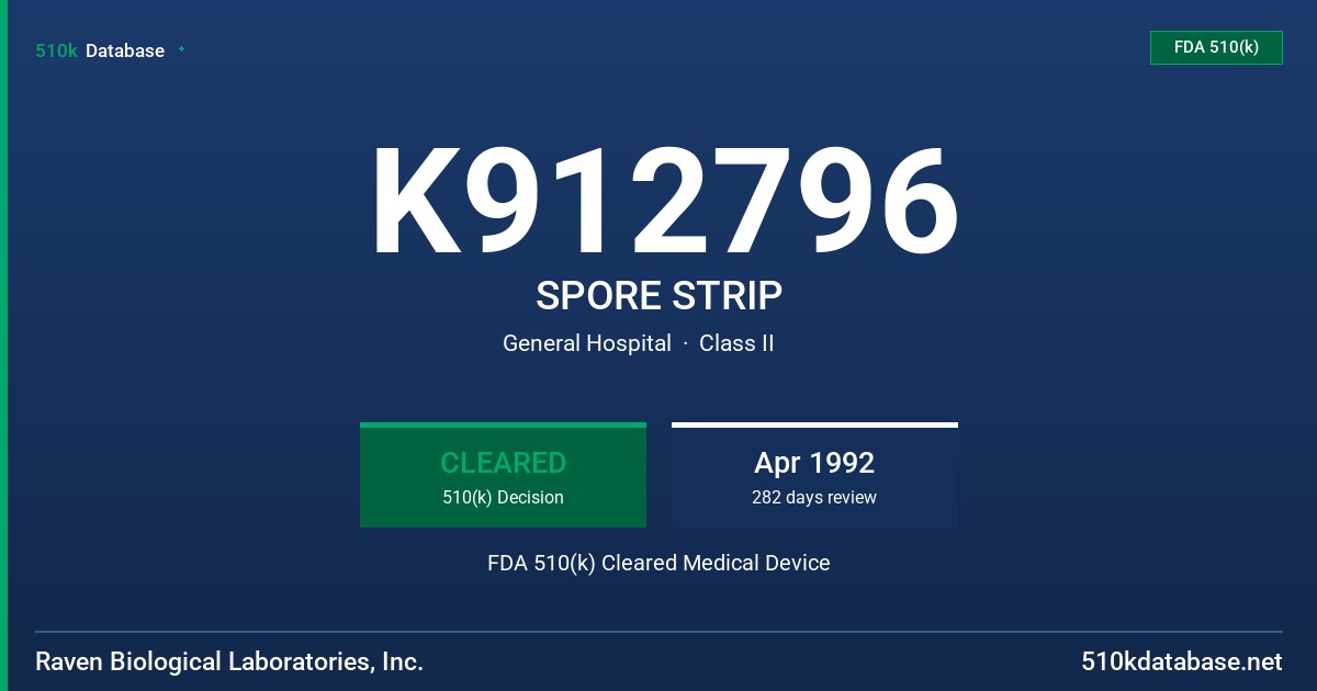 K912796 SPORE STRIP FDA 510(k) Cleared Medical Device