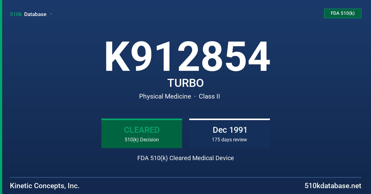 K912854 TURBO FDA 510(k) Cleared Medical Device
