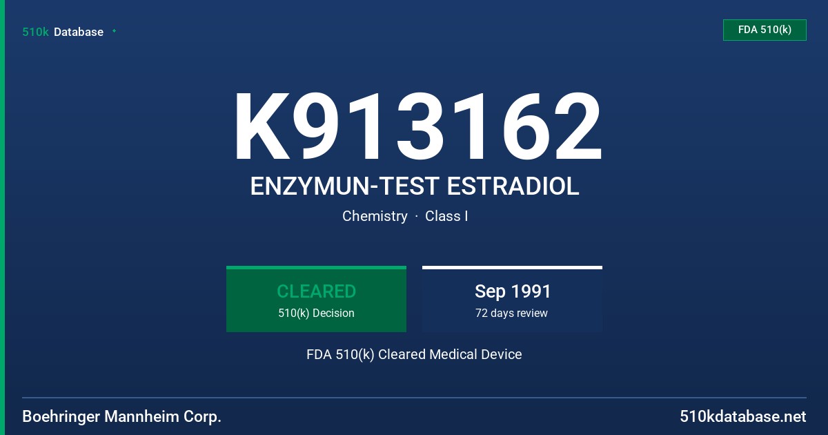 K913162 ENZYMUN-TEST ESTRADIOL FDA 510(k) Cleared Medical Device
