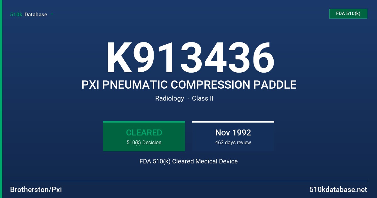 K913436 PXI PNEUMATIC COMPRESSION PADDLE FDA 510(k) Cleared Medical Device