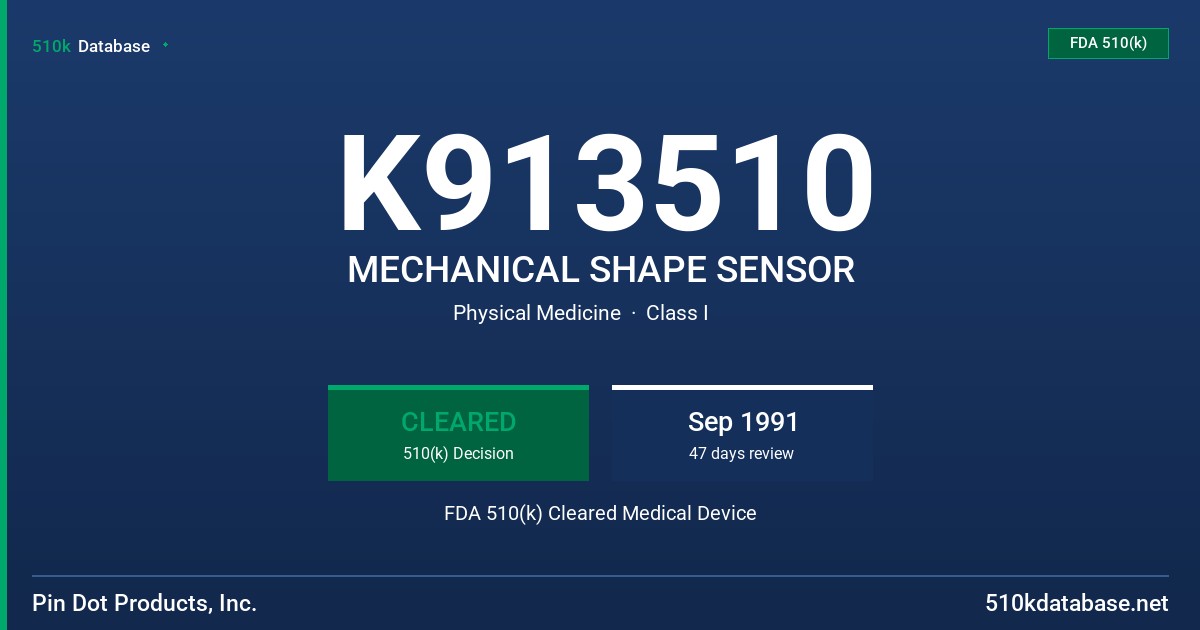 K913510 MECHANICAL SHAPE SENSOR FDA 510(k) Cleared Medical Device