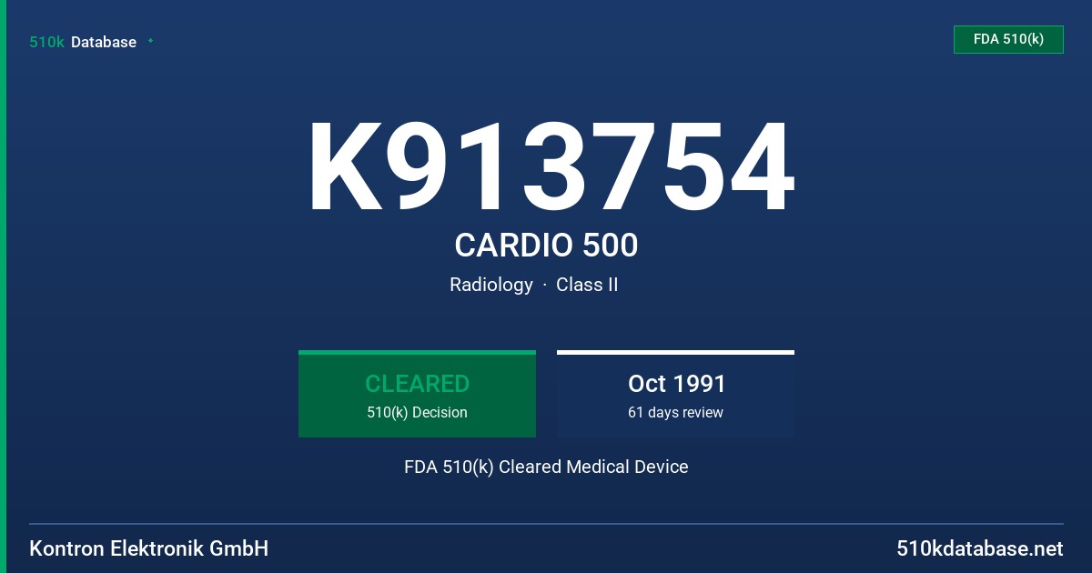 K913754 CARDIO 500 FDA 510(k) Cleared Medical Device