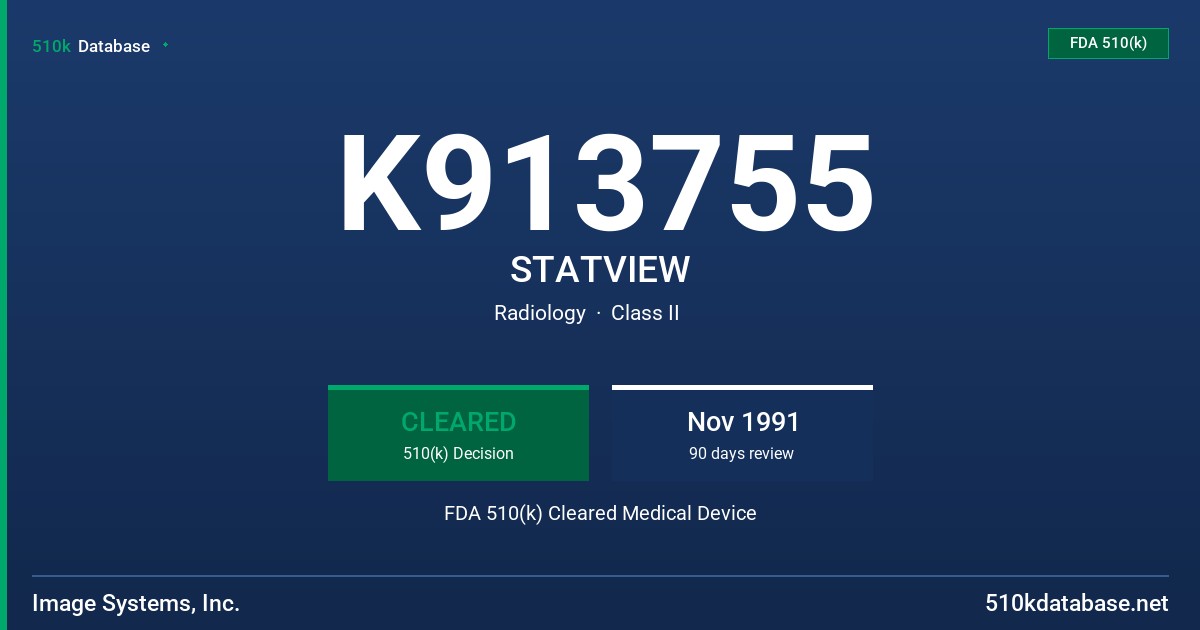 K913755 STATVIEW FDA 510(k) Cleared Medical Device