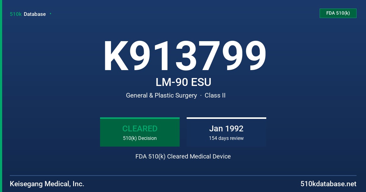 K913799 LM-90 ESU FDA 510(k) Cleared Medical Device