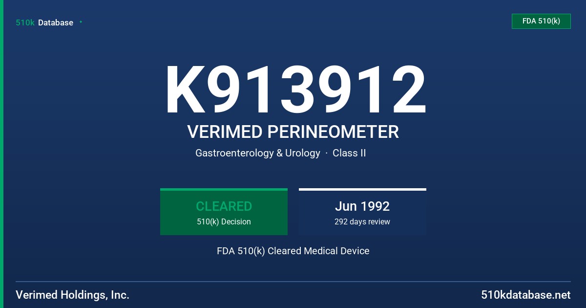 K913912 VERIMED PERINEOMETER FDA 510(k) Cleared Medical Device