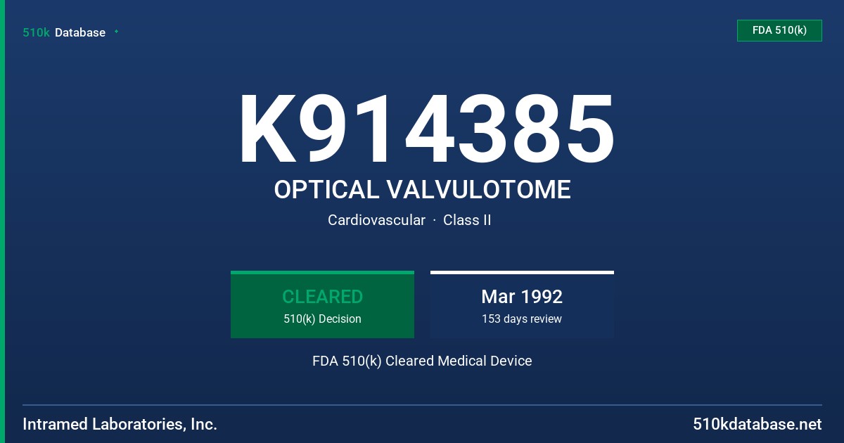 K914385 OPTICAL VALVULOTOME FDA 510(k) Cleared Medical Device