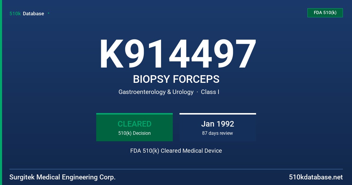 K914497 BIOPSY FORCEPS FDA 510(k) Cleared Medical Device