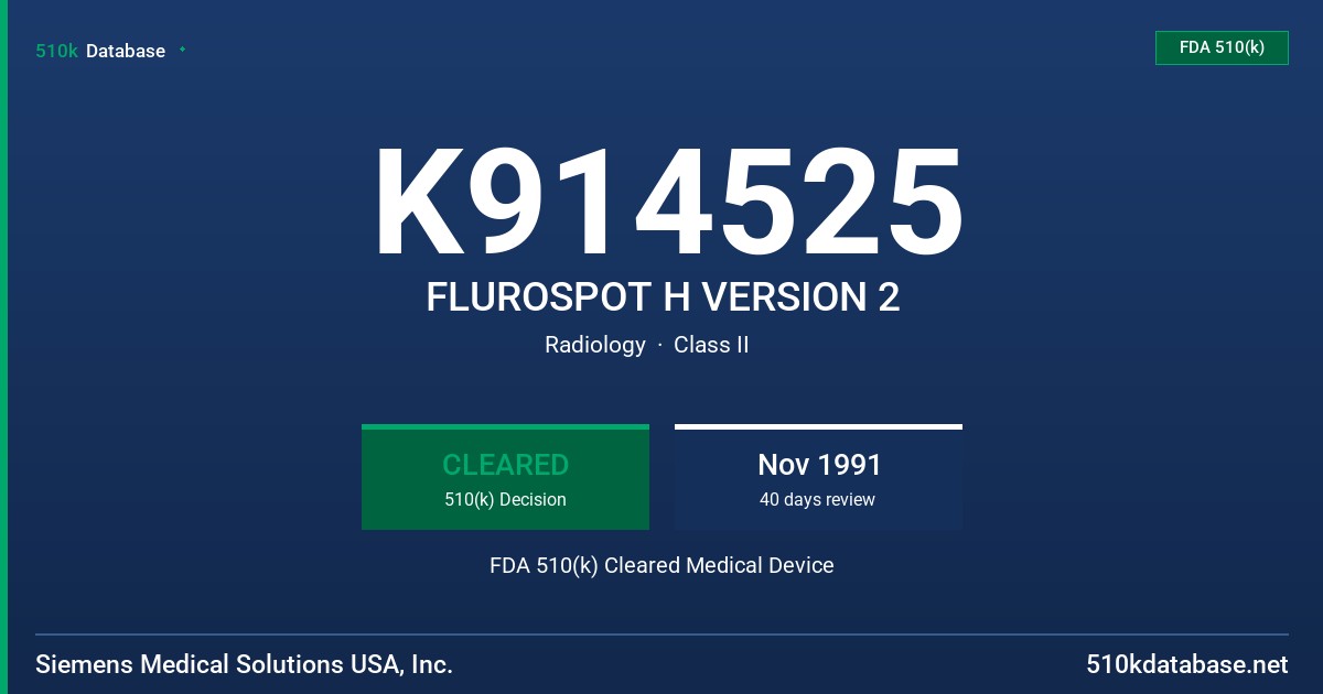 K914525 FLUROSPOT H VERSION 2 FDA 510(k) Cleared Medical Device