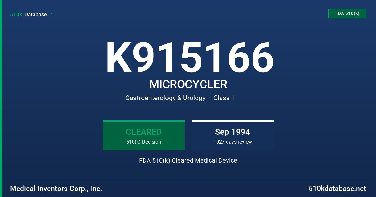 K915166 MICROCYCLER FDA 510(k) Cleared Medical Device