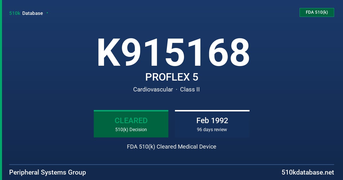 K915168 PROFLEX 5 FDA 510(k) Cleared Medical Device