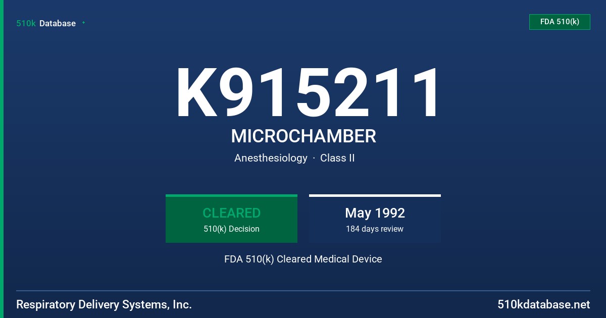 K915211 MICROCHAMBER FDA 510(k) Cleared Medical Device