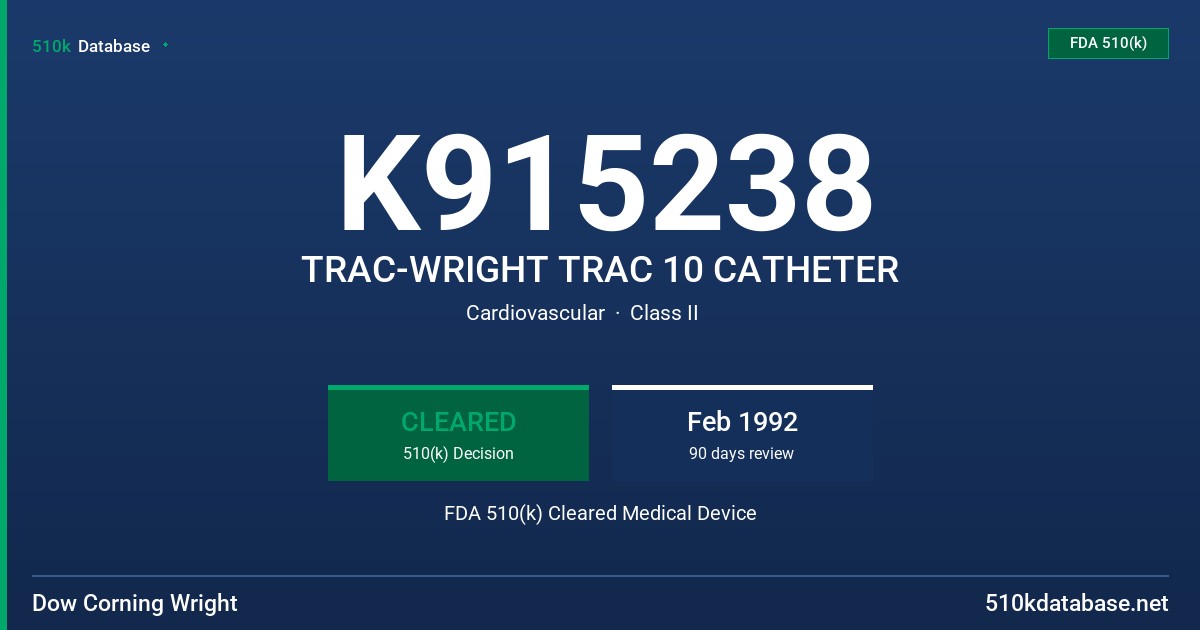 K915238 TRAC-WRIGHT TRAC 10 CATHETER FDA 510(k) Cleared Medical Device