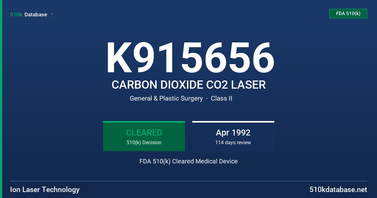 K915656 CARBON DIOXIDE CO2 LASER FDA 510(k) Cleared Medical Device