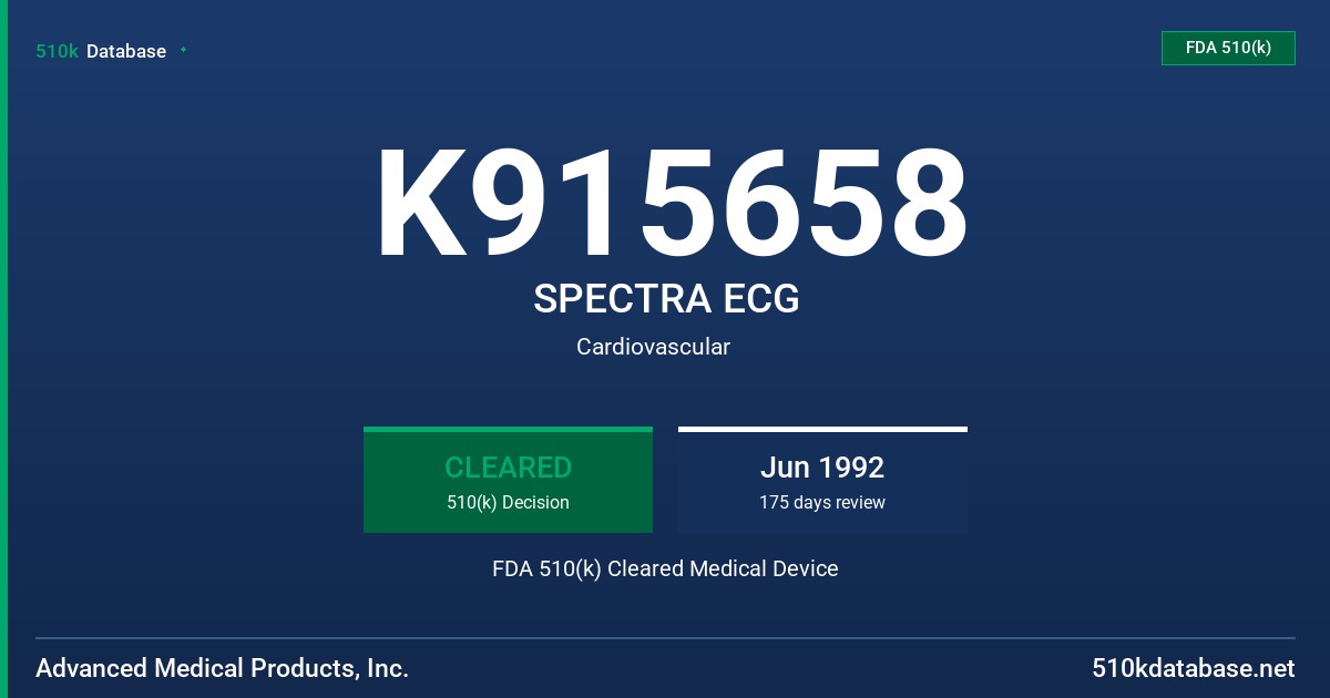 K915658 SPECTRA ECG FDA 510(k) Cleared Medical Device