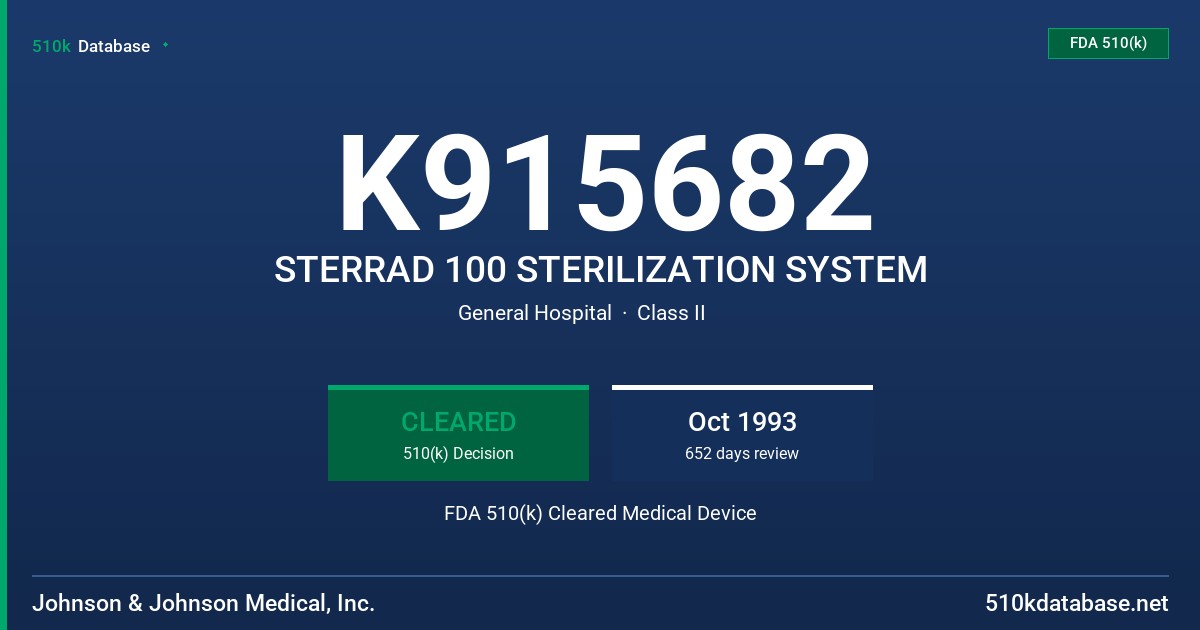 K915682 STERRAD 100 STERILIZATION SYSTEM FDA 510(k) Cleared Medical Device