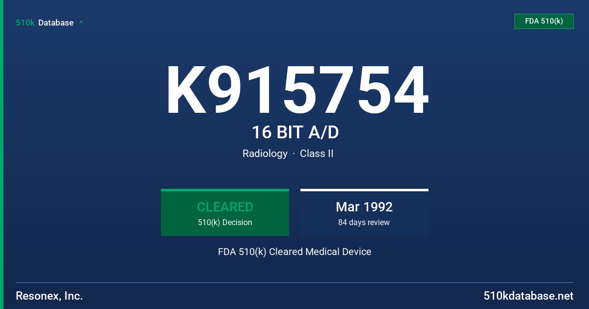 K915754 16 BIT A/D FDA 510(k) Cleared Medical Device