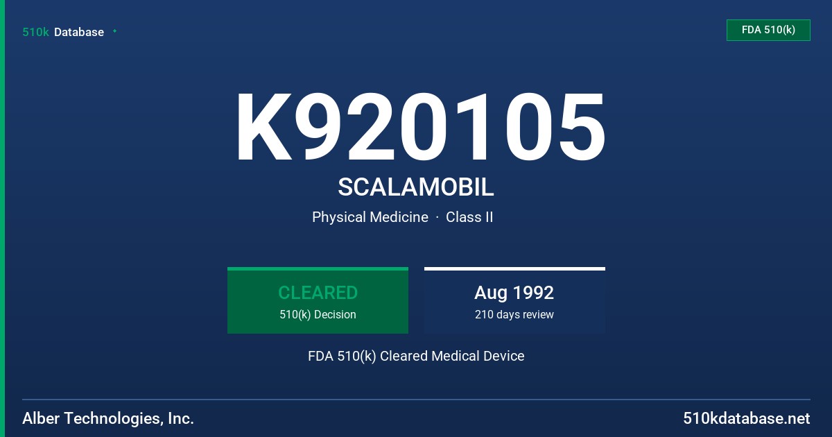 K920105 SCALAMOBIL FDA 510(k) Cleared Medical Device