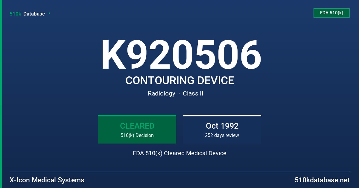 K920506 CONTOURING DEVICE FDA 510(k) Cleared Medical Device