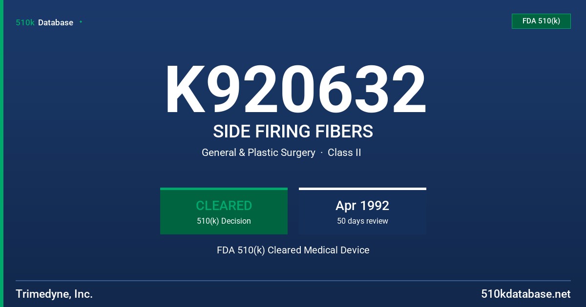 K920632 SIDE FIRING FIBERS FDA 510(k) Cleared Medical Device