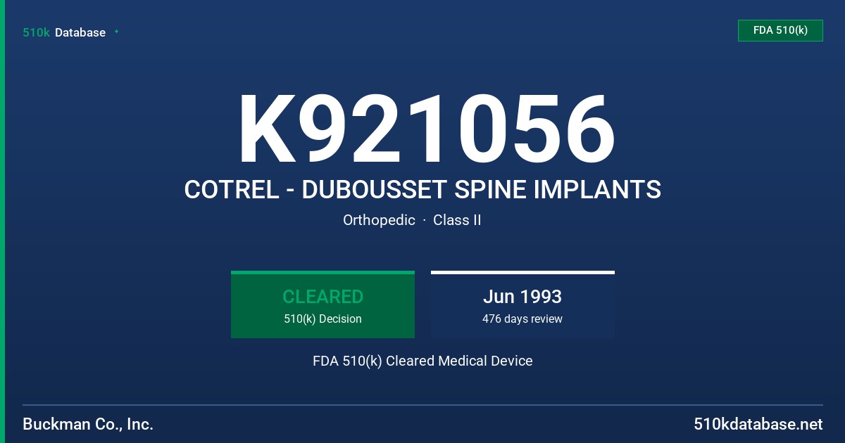 K921056 COTREL - DUBOUSSET SPINE IMPLANTS FDA 510(k) Cleared Medical Device