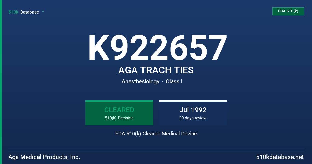K922657 AGA TRACH TIES FDA 510(k) Cleared Medical Device