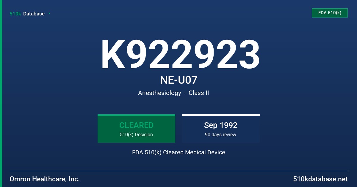 K922923 NE-U07 FDA 510(k) Cleared Medical Device