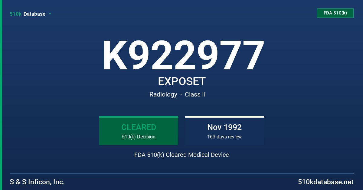 K922977 EXPOSET FDA 510(k) Cleared Medical Device
