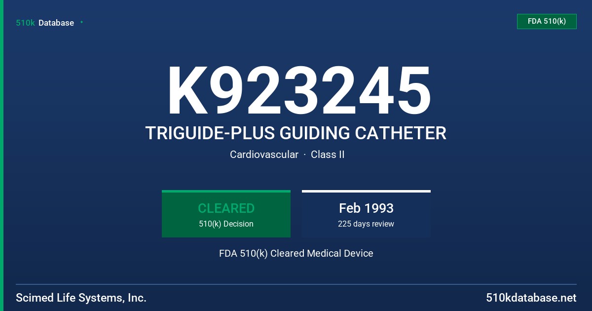 K923245 TRIGUIDE-PLUS GUIDING CATHETER FDA 510(k) Cleared Medical Device