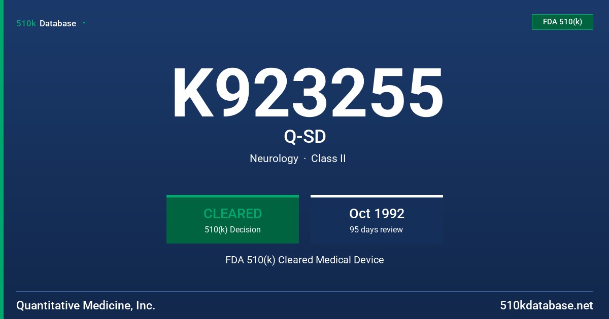 K923255 Q-SD FDA 510(k) Cleared Medical Device