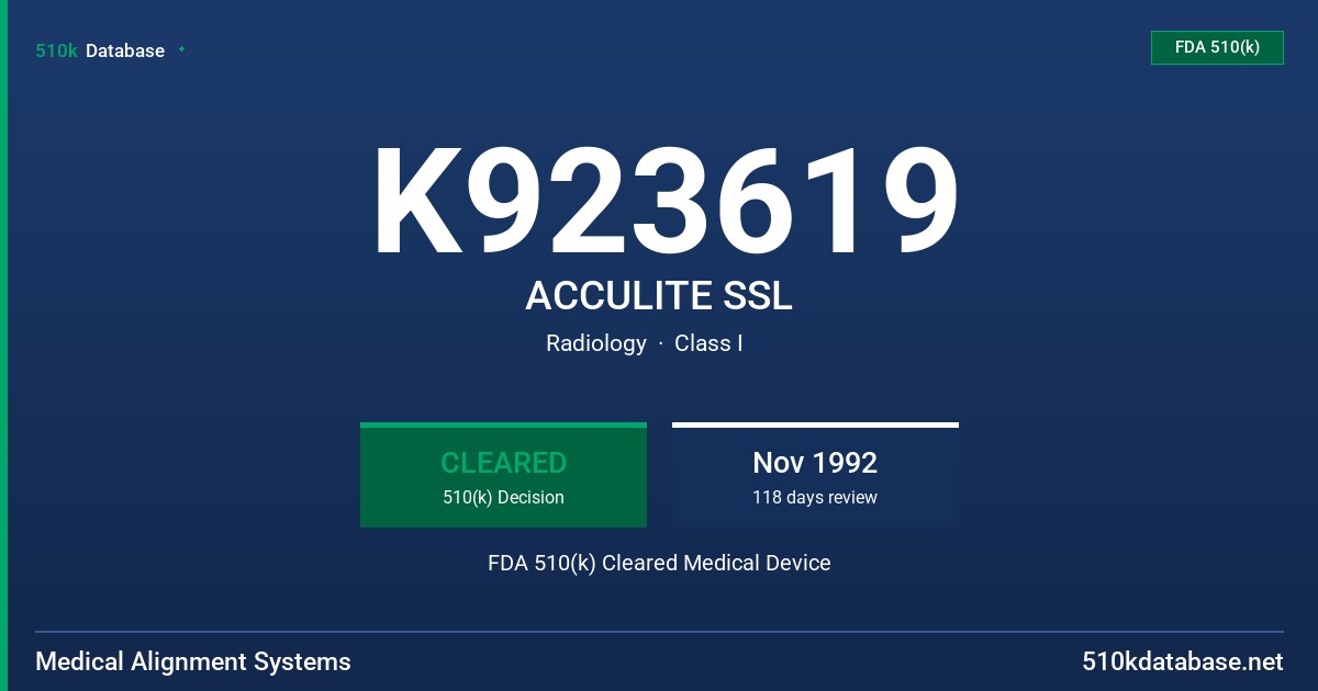 K923619 ACCULITE SSL FDA 510(k) Cleared Medical Device