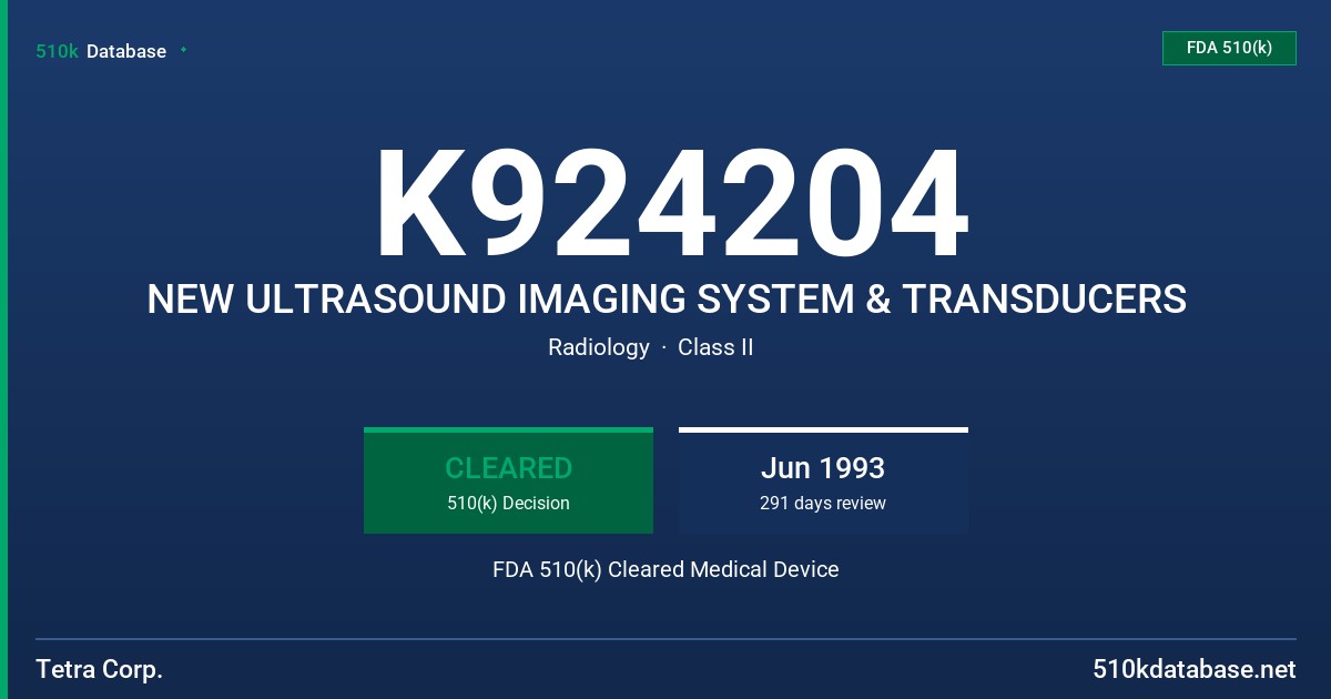 K924204 NEW ULTRASOUND IMAGING SYSTEM & TRANSDUCERS FDA 510(k) Cleared Medical Device
