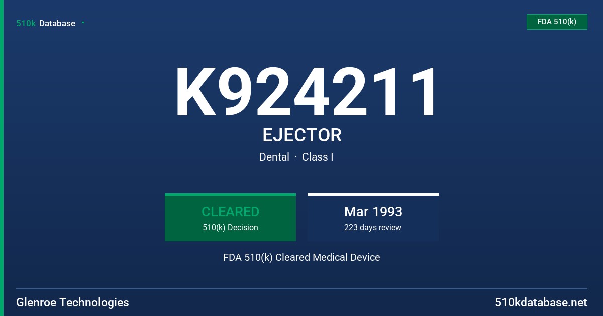 K924211 EJECTOR FDA 510(k) Cleared Medical Device