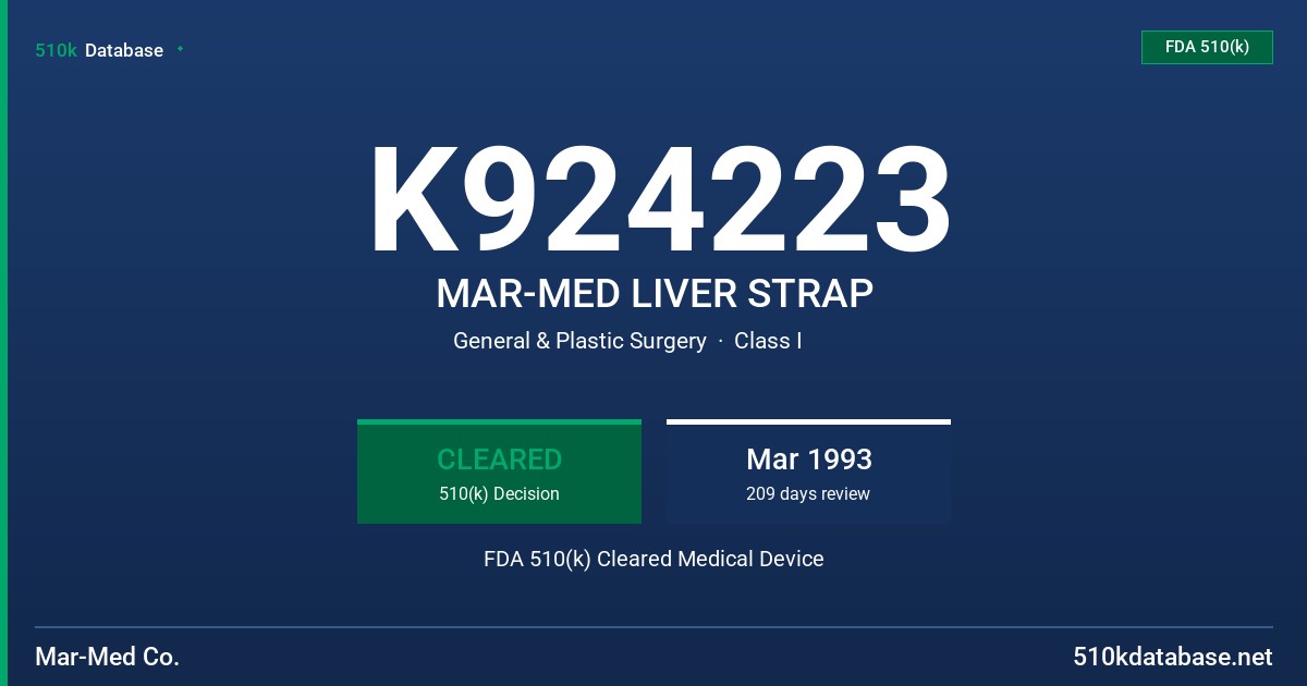 K924223 MAR-MED LIVER STRAP FDA 510(k) Cleared Medical Device