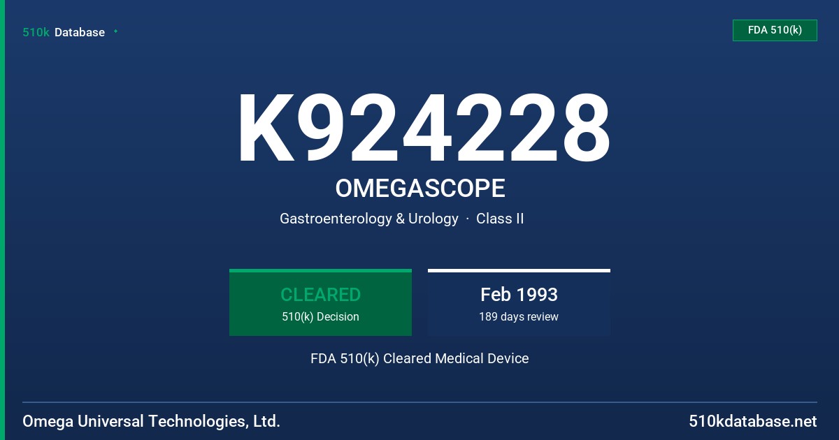 K924228 OMEGASCOPE FDA 510(k) Cleared Medical Device